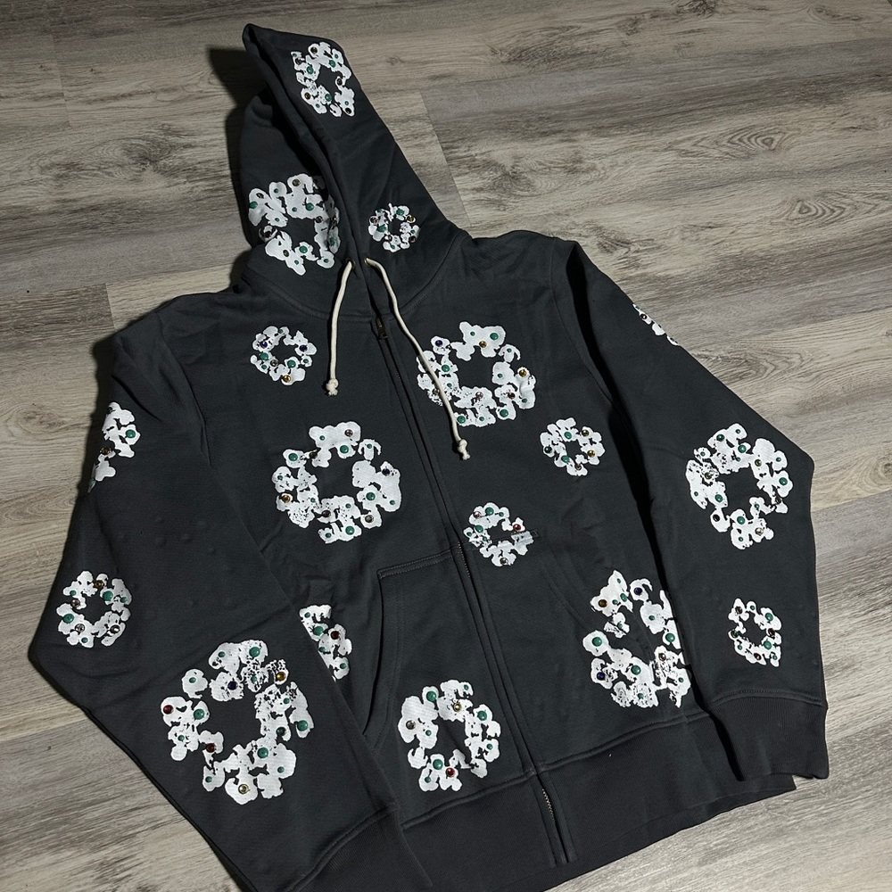 Black Hoodie with White Graphic Patterns